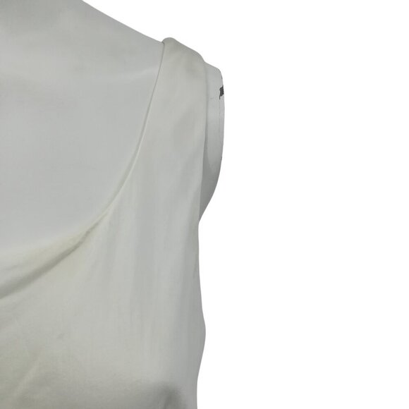 Lafayette 148 100% Silk Winter White Sleeveless Lined Blouse Top Size 4 Scoop - Picture 3 of 10